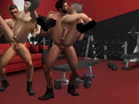 健壮模拟人生4 - 同志健身房淫乱高潮场景 asian gay harmonize porn